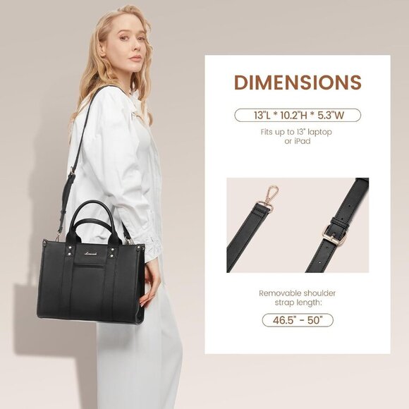 Women Jet Black Imported Faux Leather Satchel Shoulder Crossbody Top Handle Bag - Picture 4 of 6